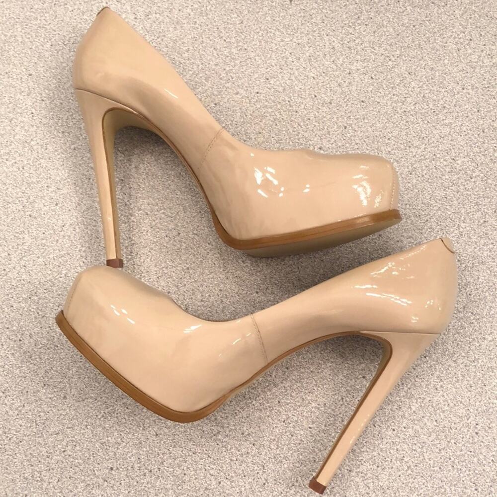 Nude patent concealed platform spike heel NIB